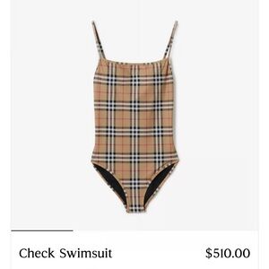 Burberry Vintage Beige Check One-Piece Swimsuit